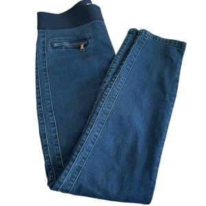 Free People Skinny Jeans Elastic Waist Zipper Pockets Dark Wash Stretchy Size 31